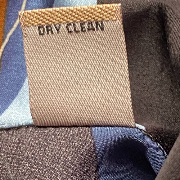 NWT i.e. Womens 100% Silk Blouse Shirt Sz 8 (M) 3/4 Sleeve Blue/Brown Abstract - Picture 10 of 11